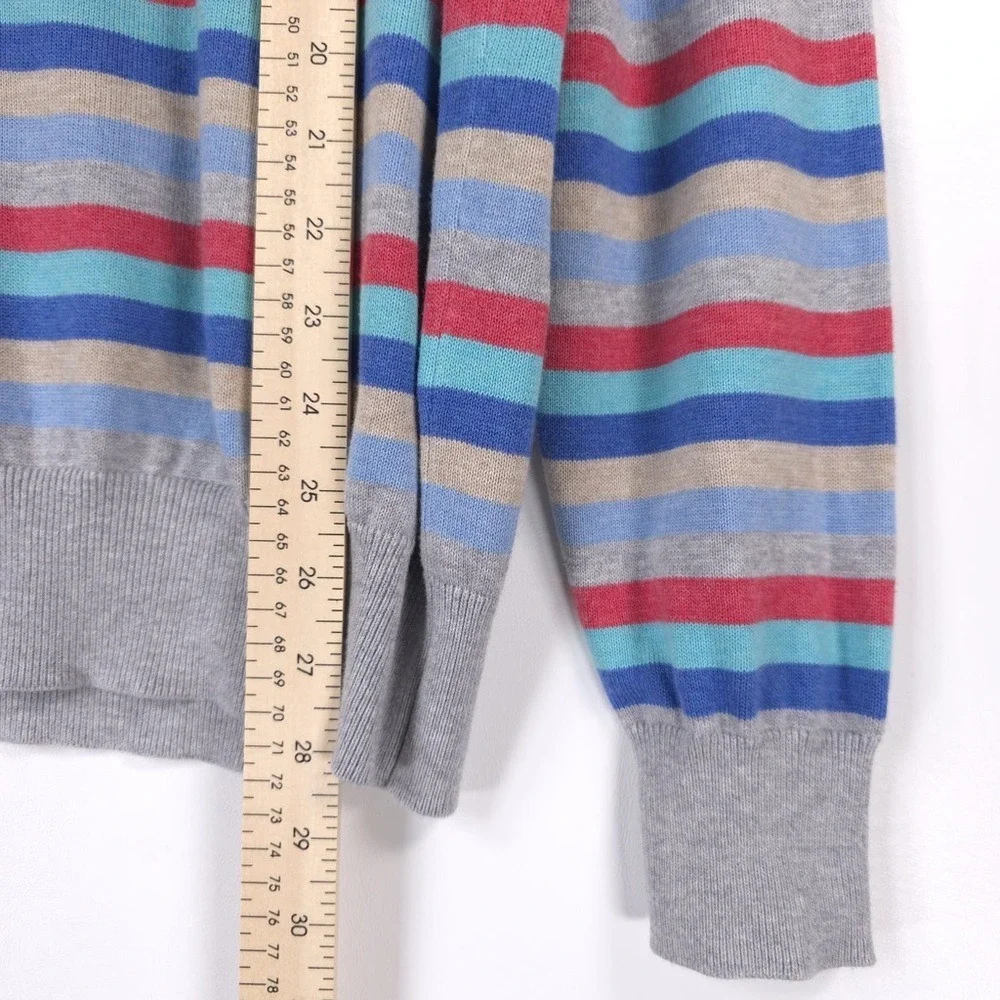 PETER MILLAR SILK CASHMERE PIMA COTTON‎ Size M Striped 1/4 Zip Pullover Sweater
